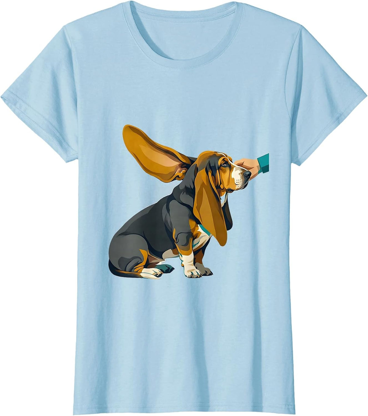 Women's Basset Hound Midcentury Modern Dog Lover Humor T-Shirt - Baby Blue