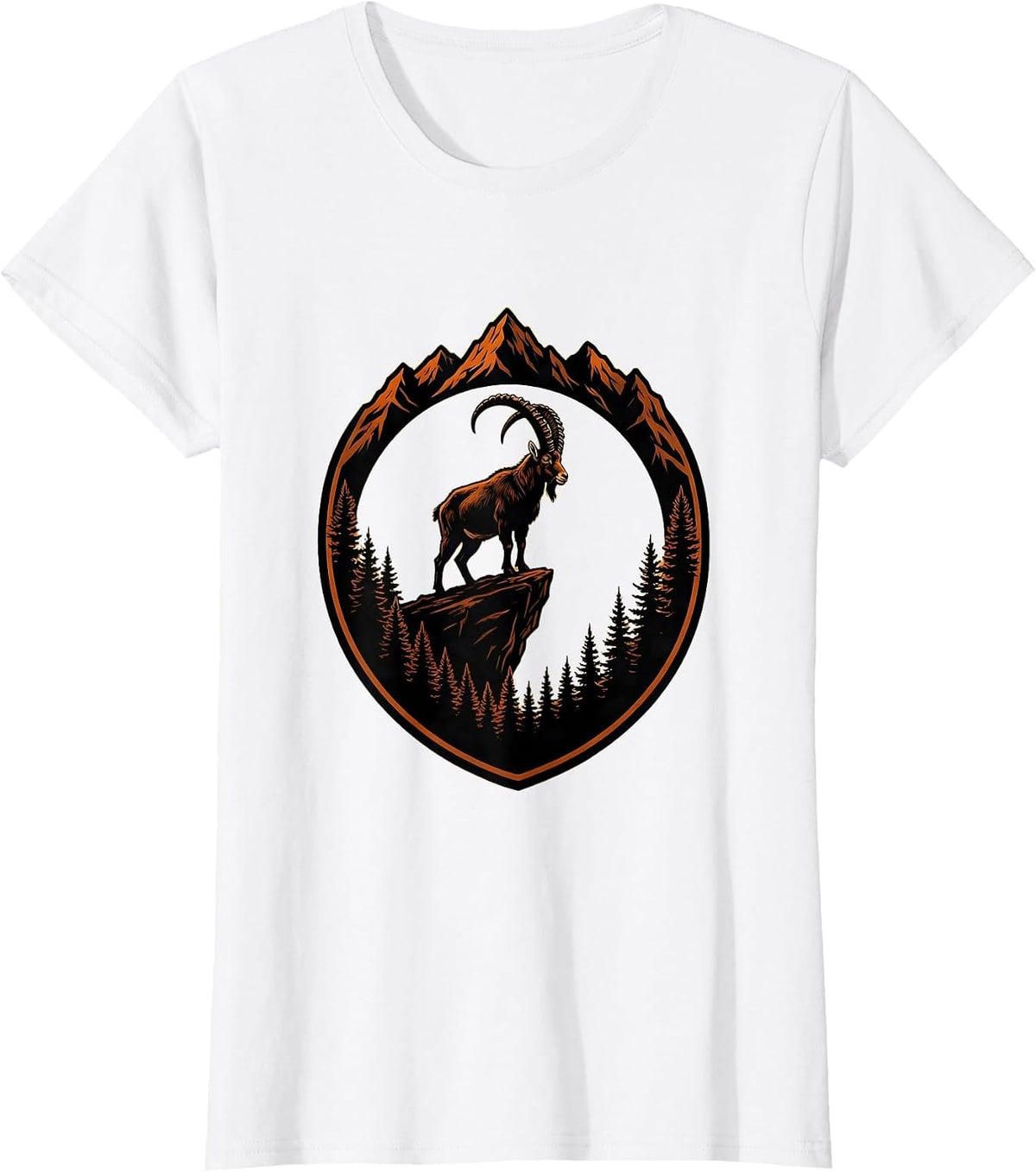 Women's Mountain Goat Cliff Edge Fall Wilderness Design T-Shirt - White