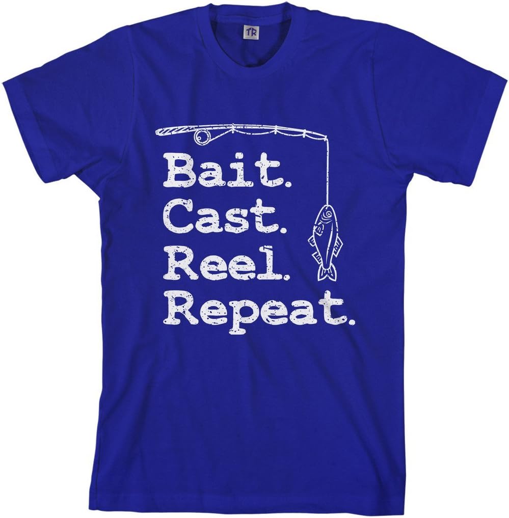 Threadrock Men's Bait Cast Reel Repeat T-Shirt - Royal Blue