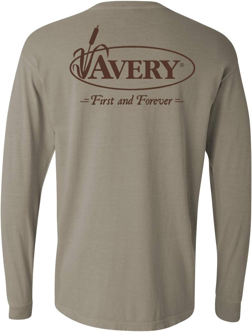 Avery Men's Signature Logo T-Shirt Long Sleeve Cotton - Small Khaki