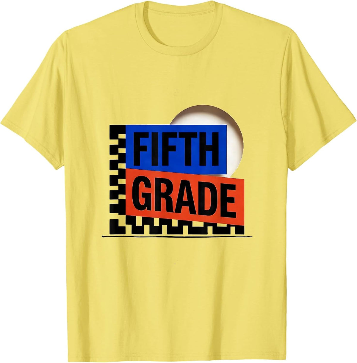 Men's Fifth Grade Geometric Retro Teacher Student Back To School T-Shirt - Lemon Yellow