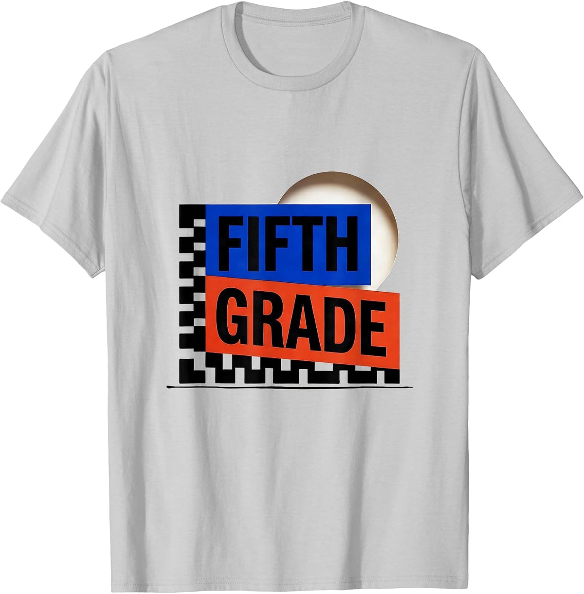 Men's Fifth Grade Geometric Retro Teacher Student Back To School T-Shirt - Silver Grey
