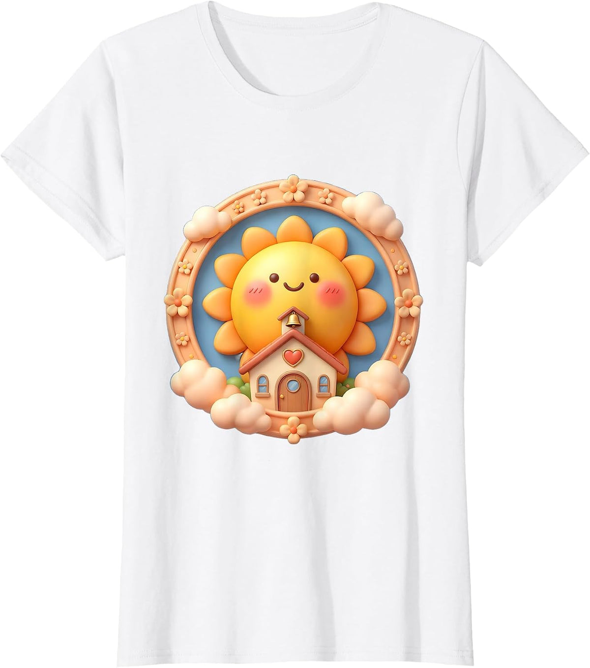 Kindergarten Teacher Sunny Schoolhouse Illustration T-Shirt - White