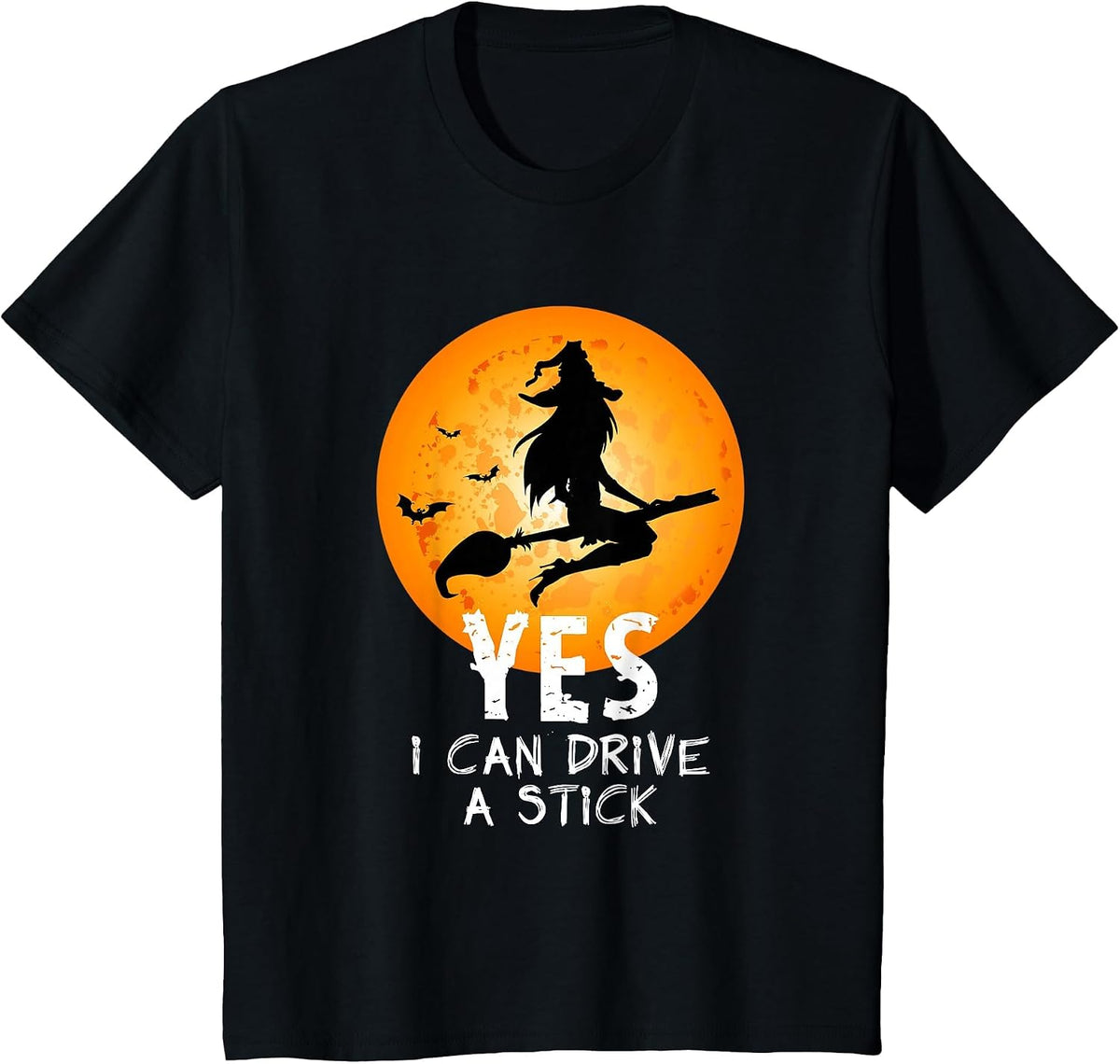 Halloween Witch Yes I Can Drive A Stick Funny Halloween T-Shirt - Black