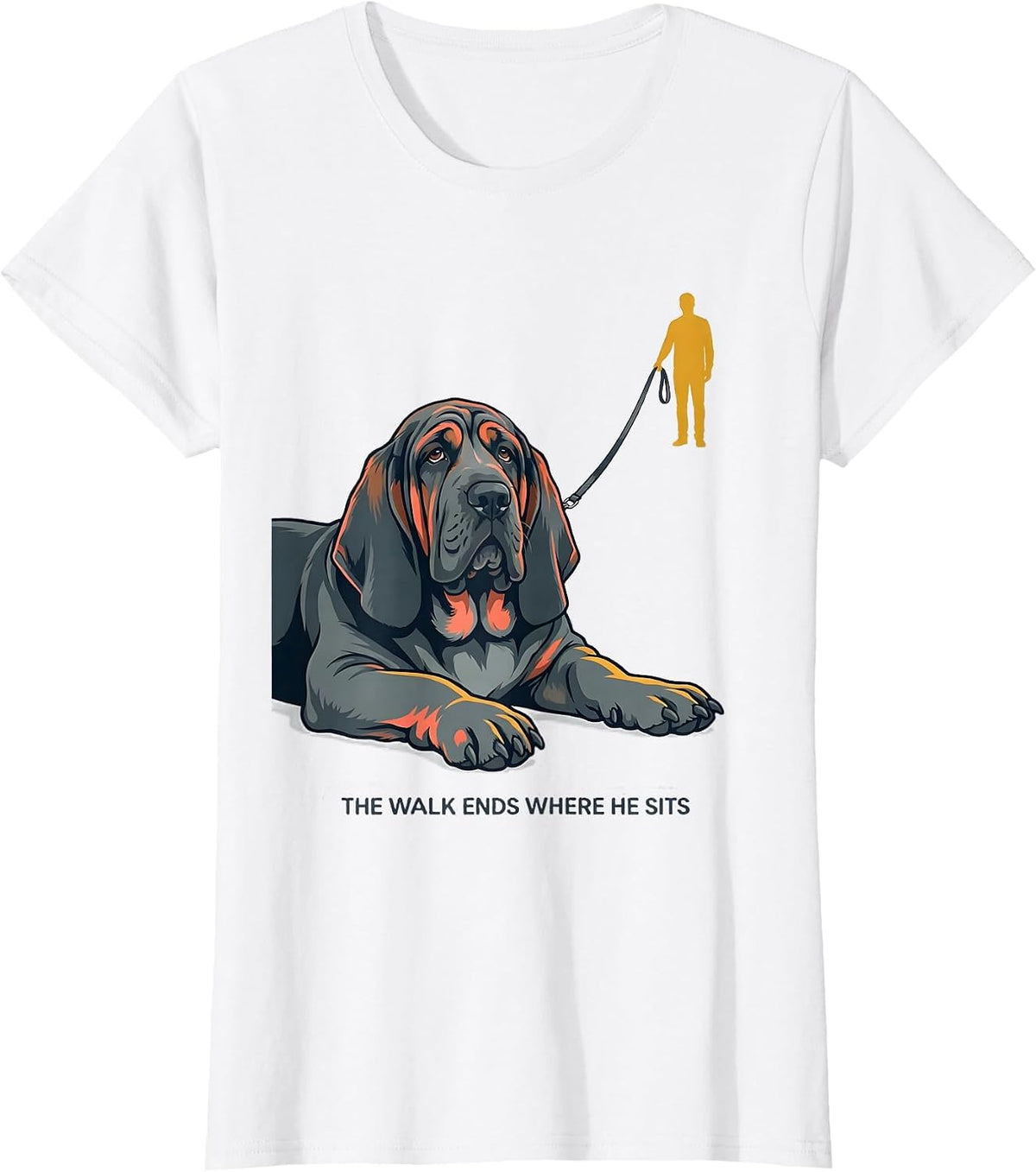 Women's The Walk Ends Where He Sits Funny Basset Hound Dog Lover T-Shirt - White