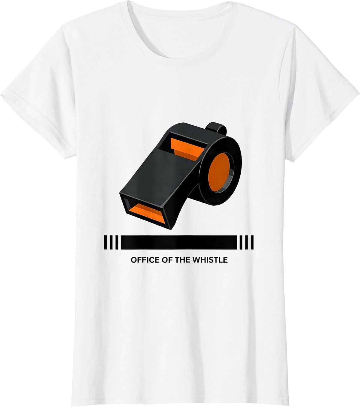 Women's Office Of The Whistle Brutalist PE Teacher Gym Humor Back T-Shirt - White