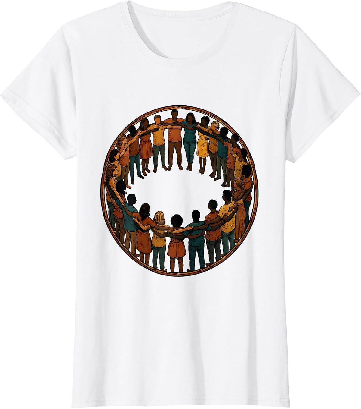 Women's Social Worker Diverse Unity Circle Graphic T-Shirt - White