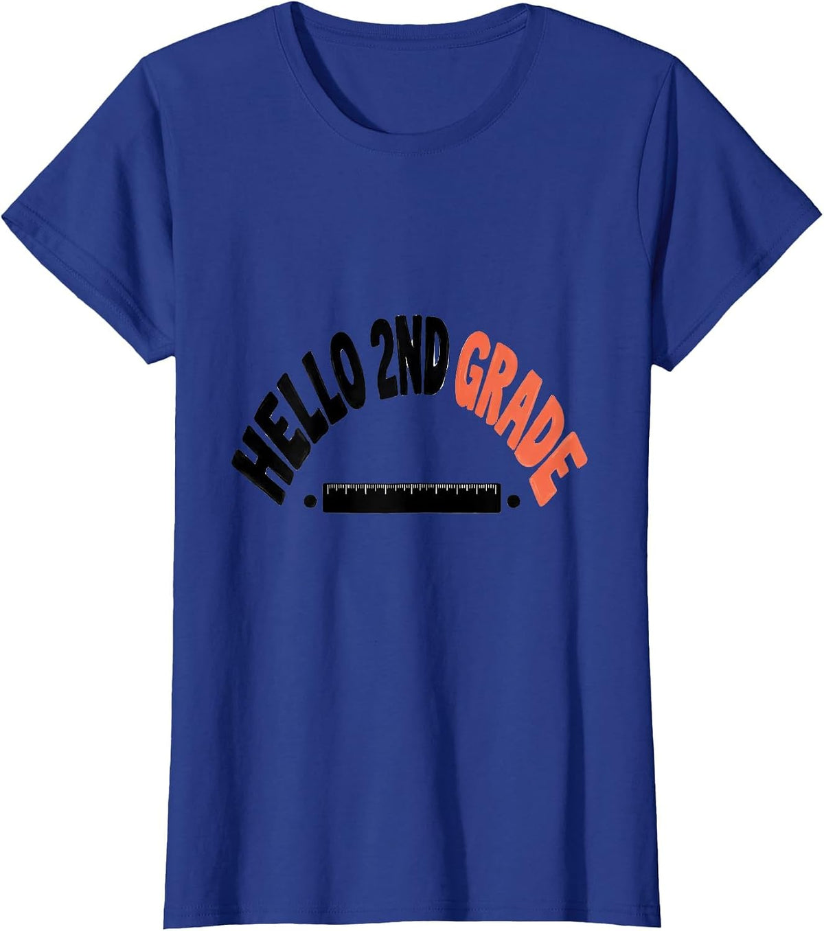 Women's Hello 2nd Grade Typography Back To School Grade Level Team T-Shirt - Royal Blue