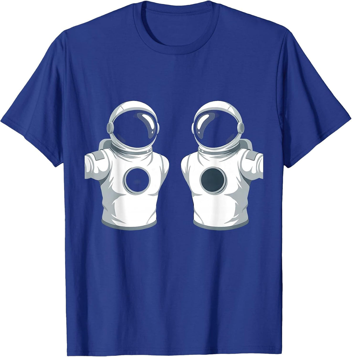 Twin Astronauts Floating in Space Graphic T-Shirt - Royal Blue