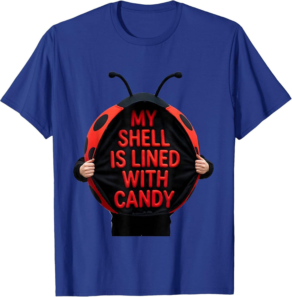 Men's My Shell Is Lined With Candy Minimalist Ladybug Squad Cute T-Shirt - Royal Blue