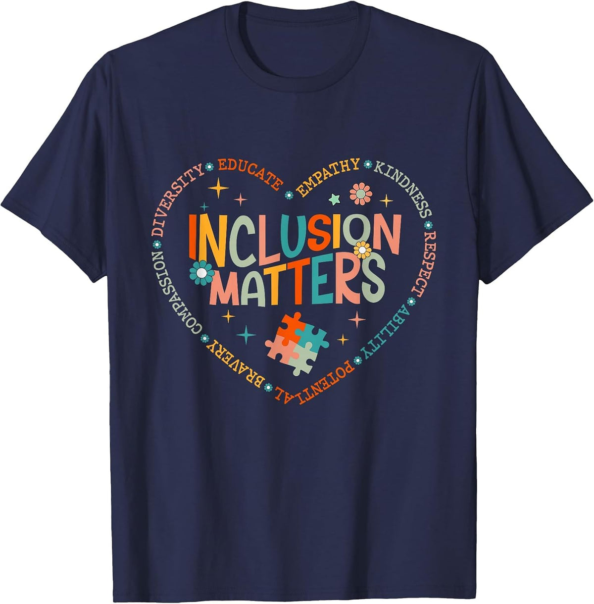 Inclusion Matters Autism Awareness T-Shirt - Navy Blue