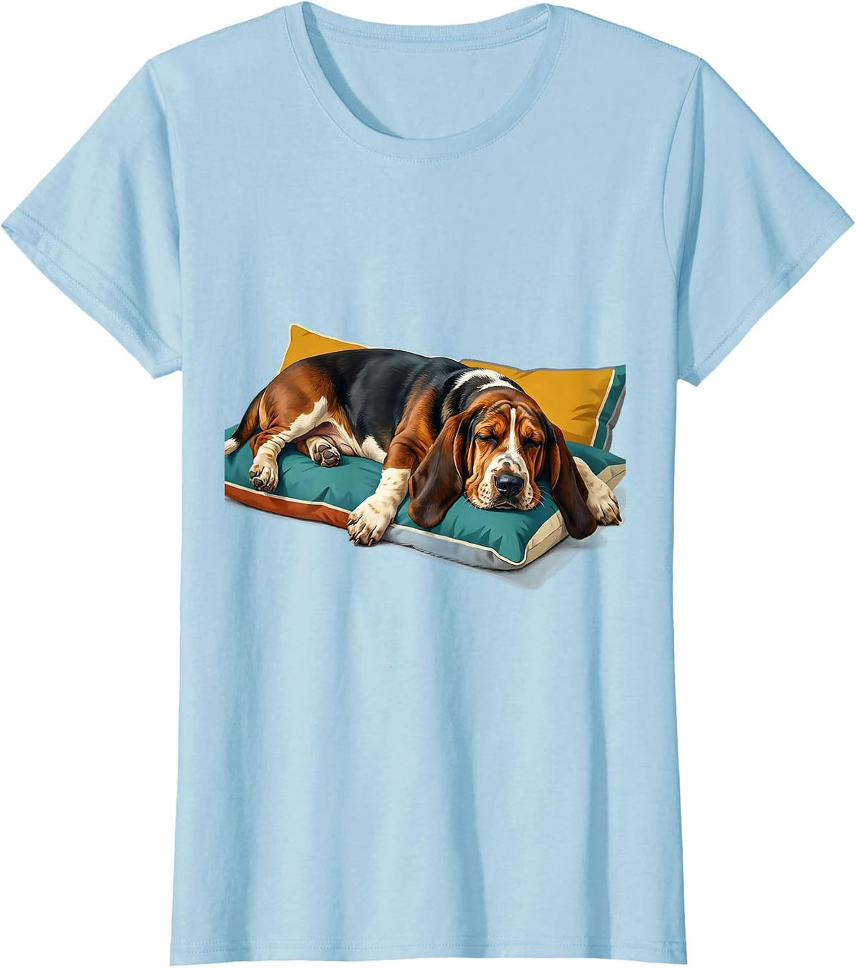 Women's Basset Hound Sleepshirt Napping Pajamas Dog Lover T-Shirt - Baby Blue