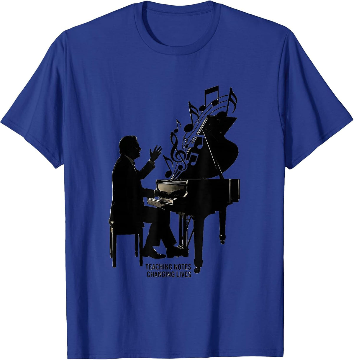 Teaching Notes Changing Lives Music Teacher Design T-Shirt - Royal Blue