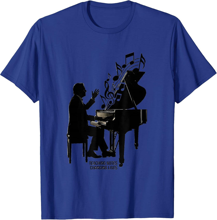 Teaching Notes Changing Lives Music Teacher Design T-Shirt - Royal Blue