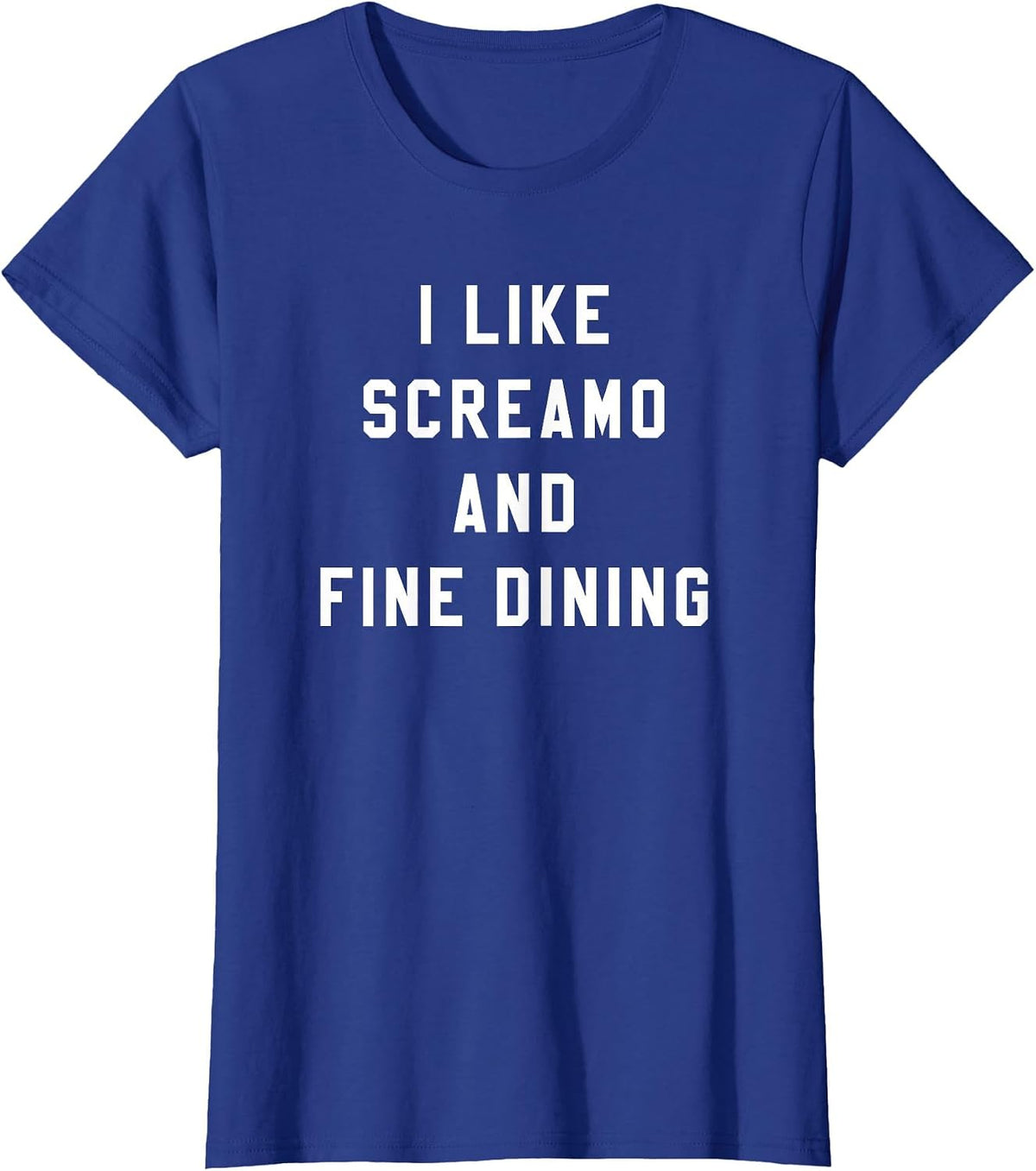 I Like Screamo and FINE Dining Funny Emo Goth Punk Music T-Shirt, Women, Royal Blue, XX-Large - As Pictured
