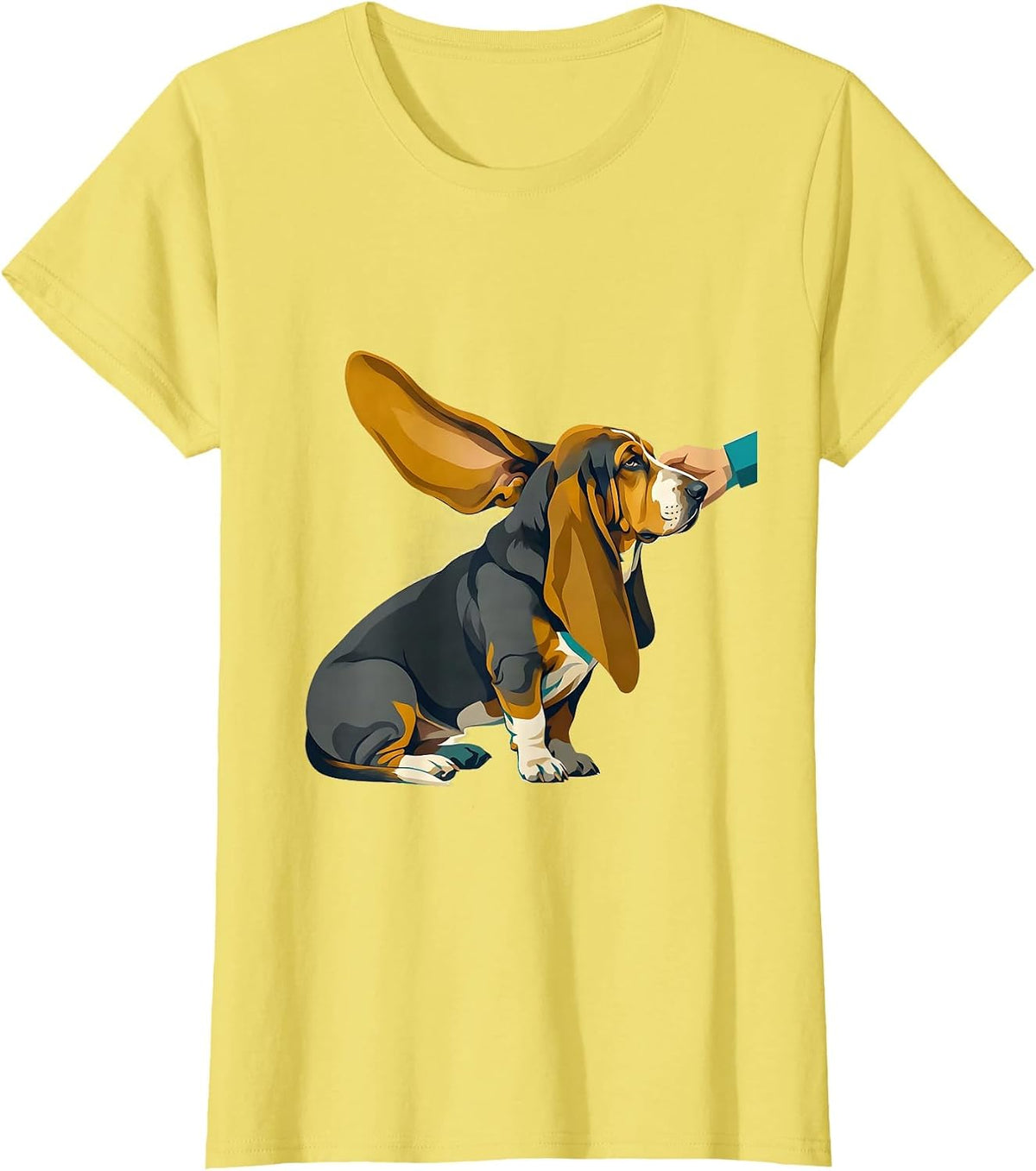 Women's Basset Hound Midcentury Modern Dog Lover Humor T-Shirt - Lemon Yellow