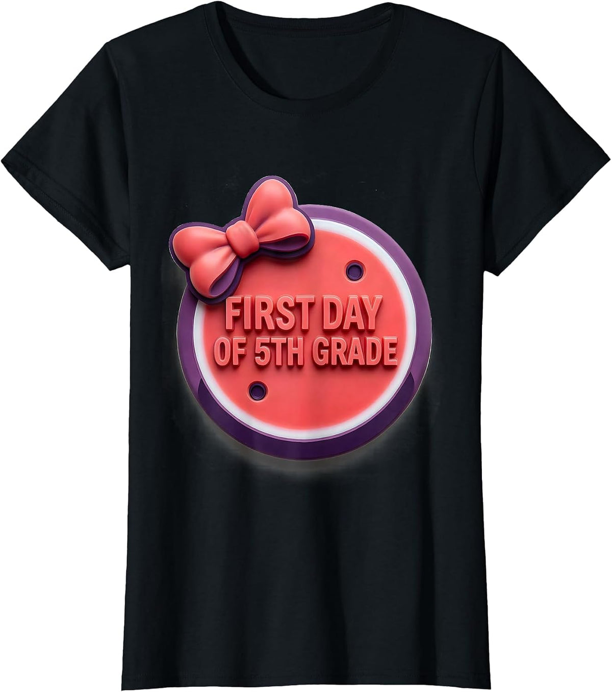 First Day Of 5th Grade Coquette Bow Back To School Girly T-Shirt - Black