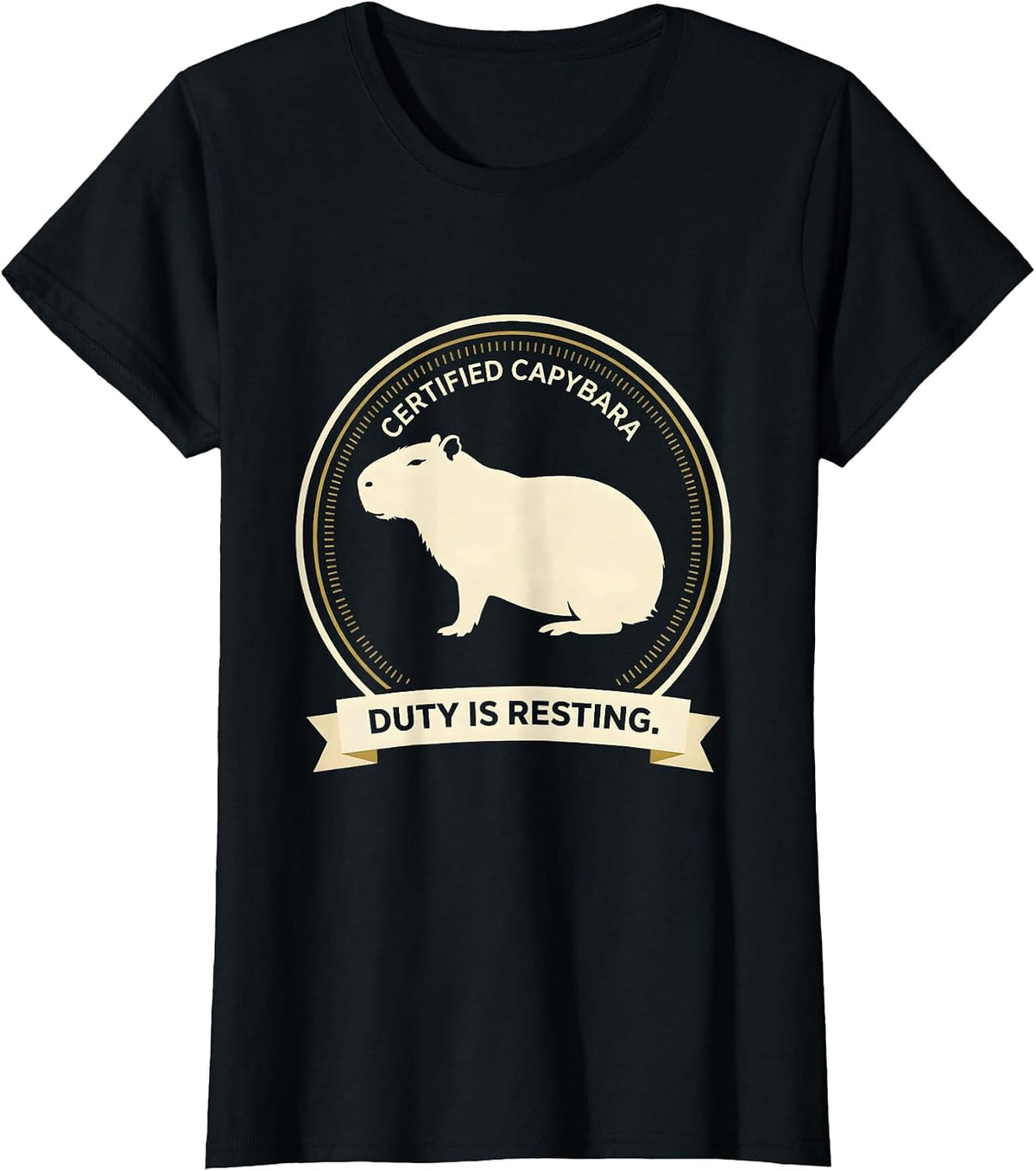 Certified Capybara Duty Is Resting Funny Capybara Meme Gamer T-Shirt - Black