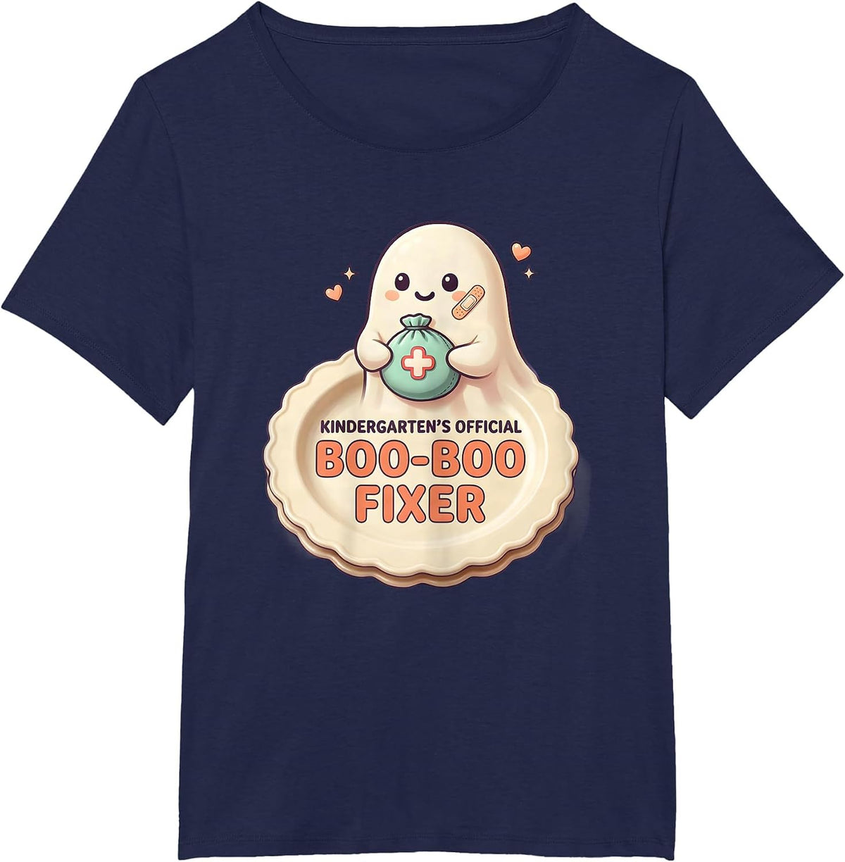 Women's Kindergarten's Official Boo-Boo Fixer Cute Kawaii Halloween T-Shirt - Navy Blue