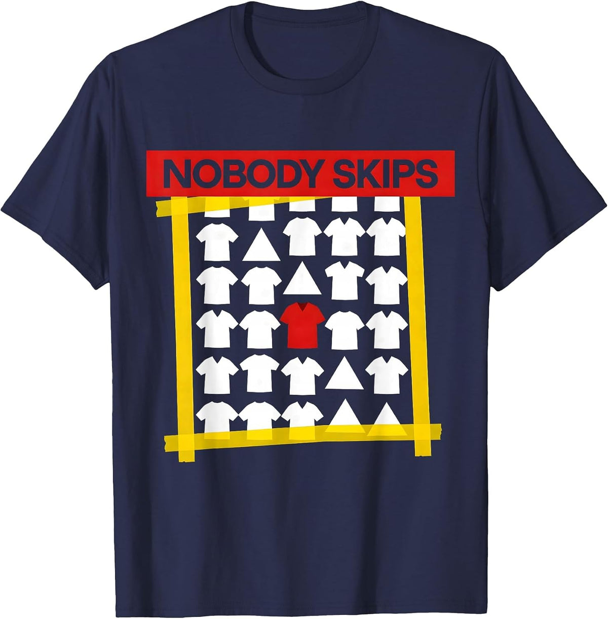 Nobody Skips Bauhaus Modernist PE Teacher Humor T-Shirt - Navy Blue
