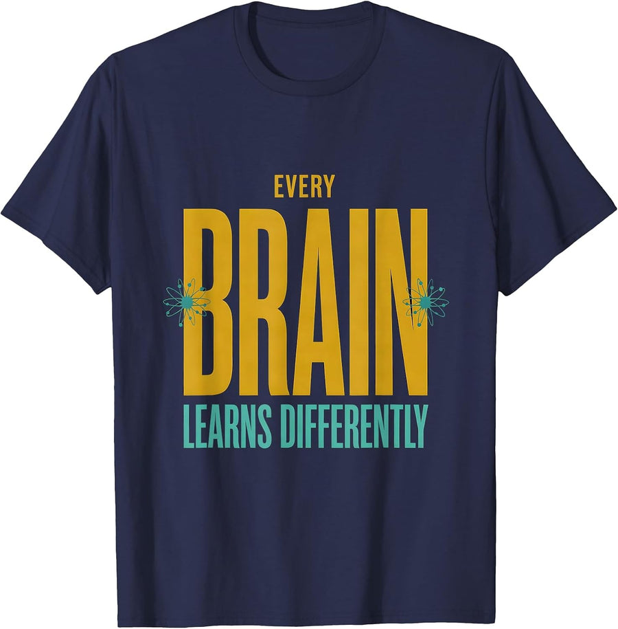 Every Brain Learns Differently Special Education Tee T-Shirt - Navy Blue