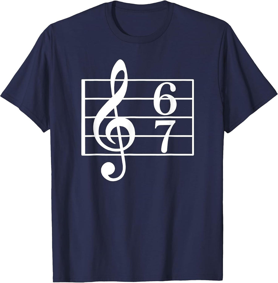 67 Music Meme Slang Six Seven Music Teacher School Choir T-Shirt - Navy Blue