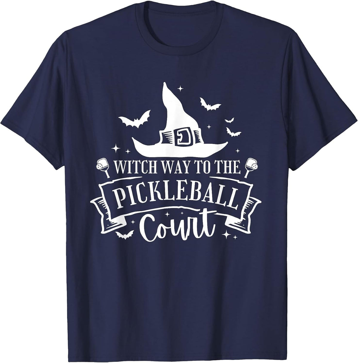 Pickleball Halloween, Halloween Pickleball Witch Costume T-Shirt - Navy Blue