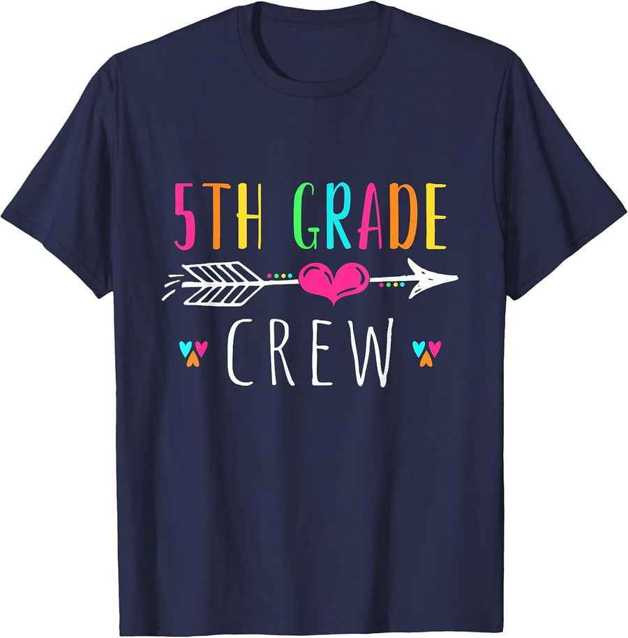 5th Grade Crew, Fifth Grade Teacher Shirts, Back to School T-Shirt - Navy Blue