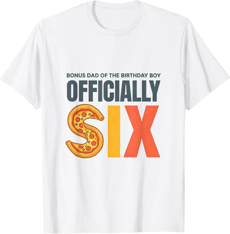 Men's BONUS DAD OF THE BIRTHDAY BOY — OFFICIALLY SIX Dad T-Shirt - White