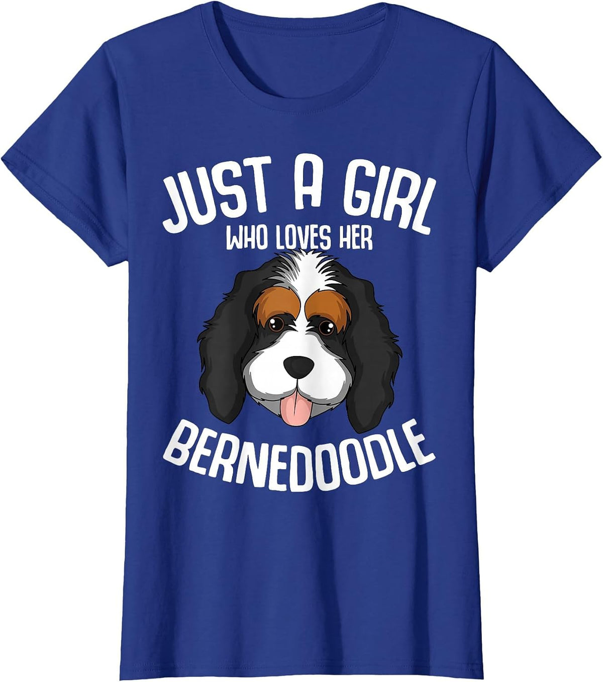 Just a Girl Who Loves Her Bernedoodle Dog Girls T-Shirt - Royal Blue