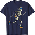 Halloween Skeleton Running Marathon Costume Men Women Kids T-Shirt - Navy Blue