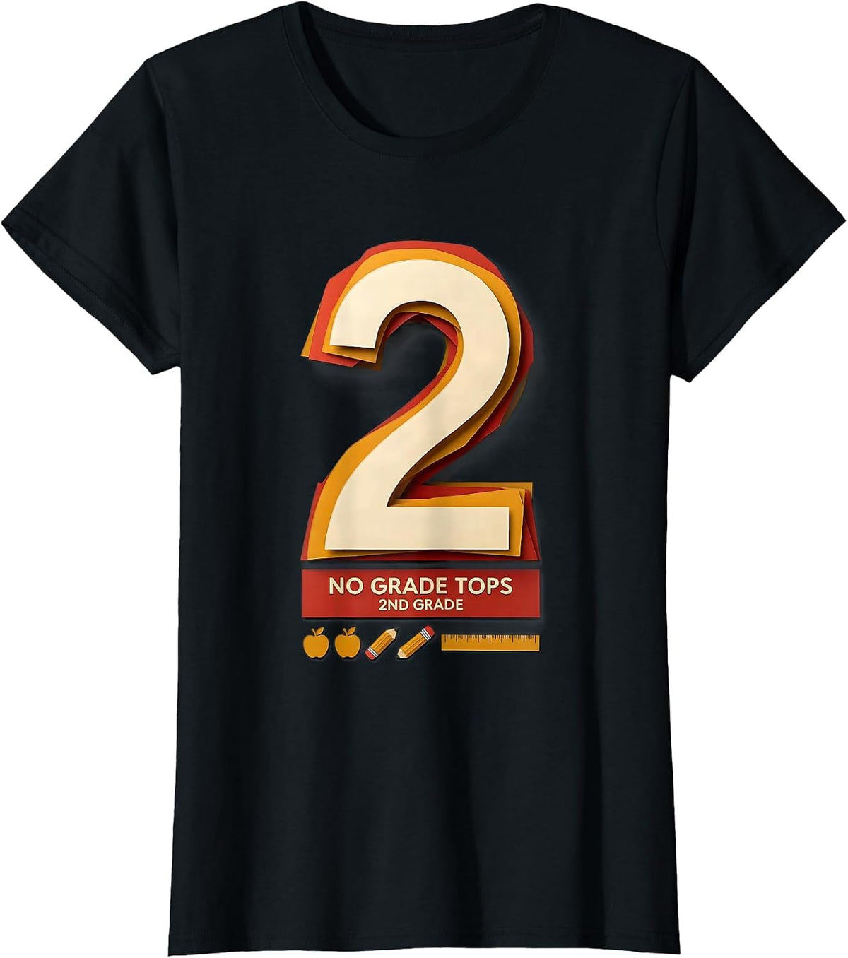 Women's No Grade Tops 2nd Grade Funny Teacher Back To School Crew T-Shirt - Black