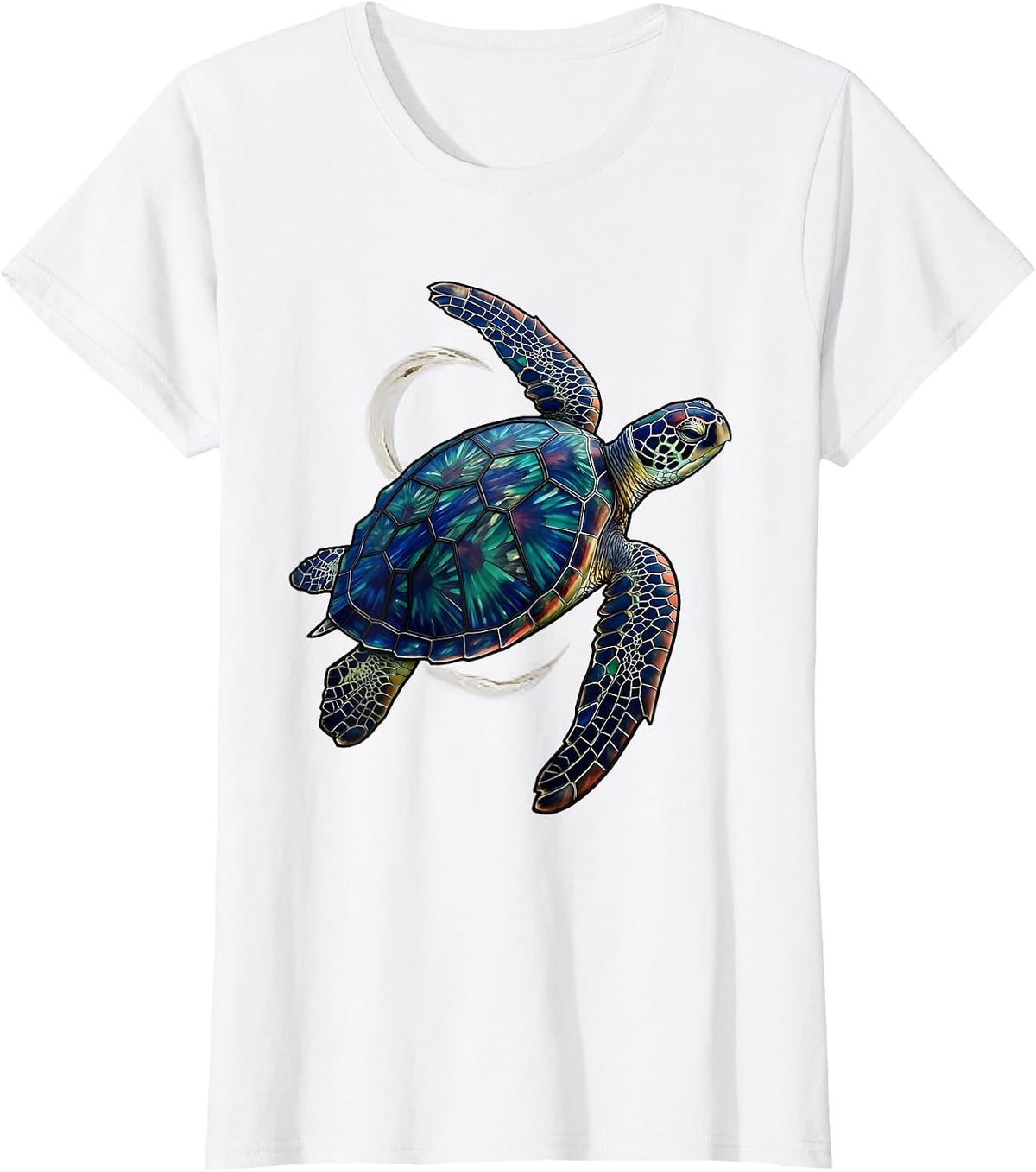 Sea Turtle Mosaic Stained Glass Ocean Animal Lover T-Shirt - White
