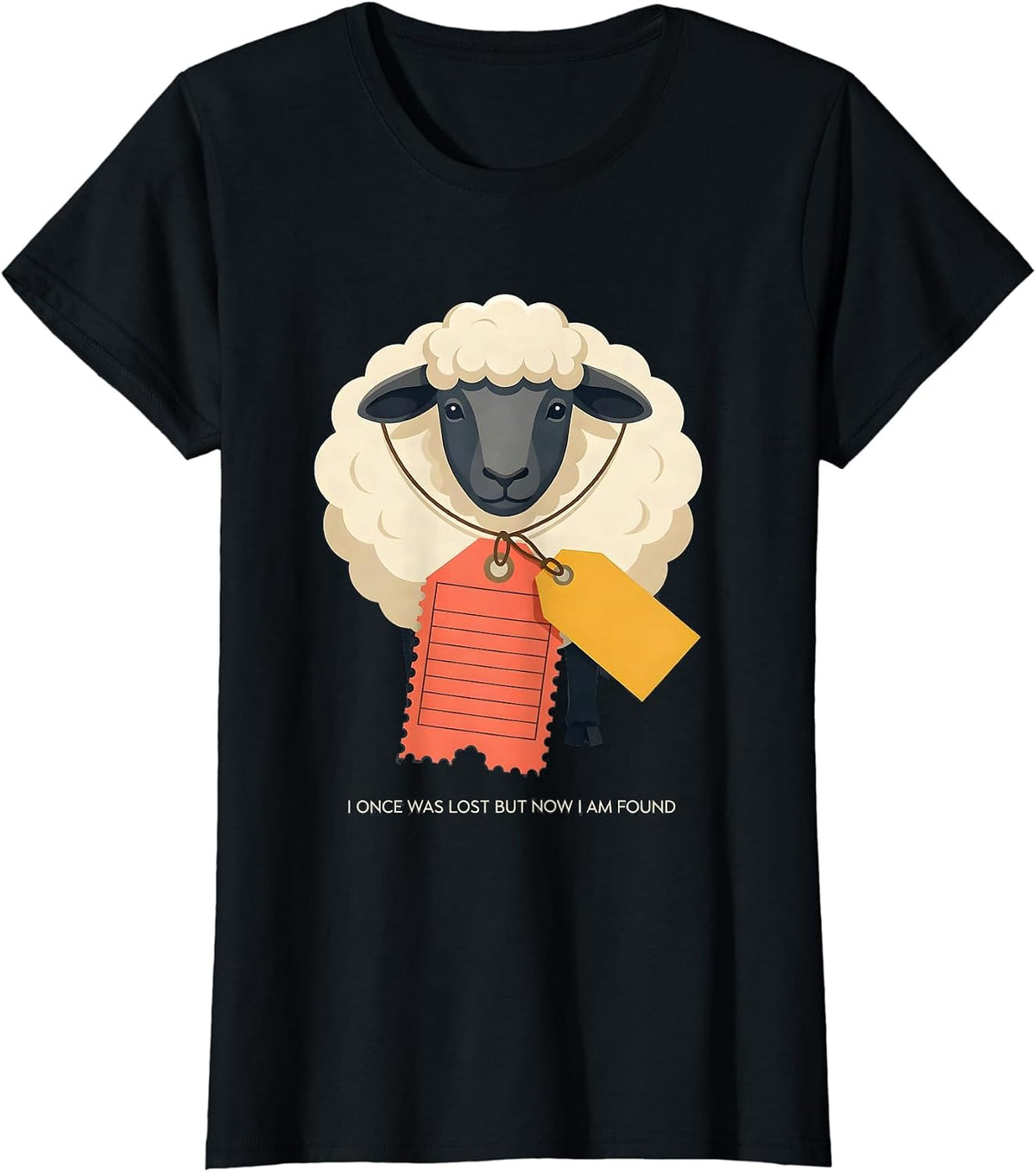 I Once Was Lost But Now I Am Found Funny Sheep Halloween T-Shirt - Black