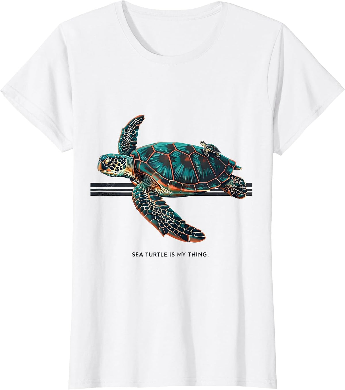 Sea Turtle Is My Thing Midcentury Modern Ocean Animal Lover T-Shirt - White