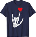I Love You Skeleton Hand Sign ASL Heart Valentine's Day Boys T-Shirt - Navy Blue