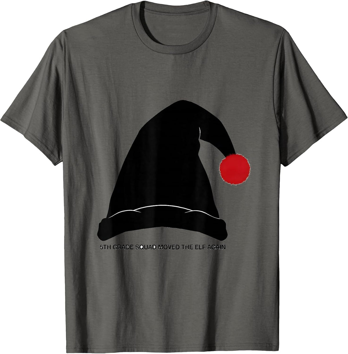 Men's 5th Grade Squad Moved The Elf Again Funny Teacher Christmas T-Shirt - Asphalt Grey
