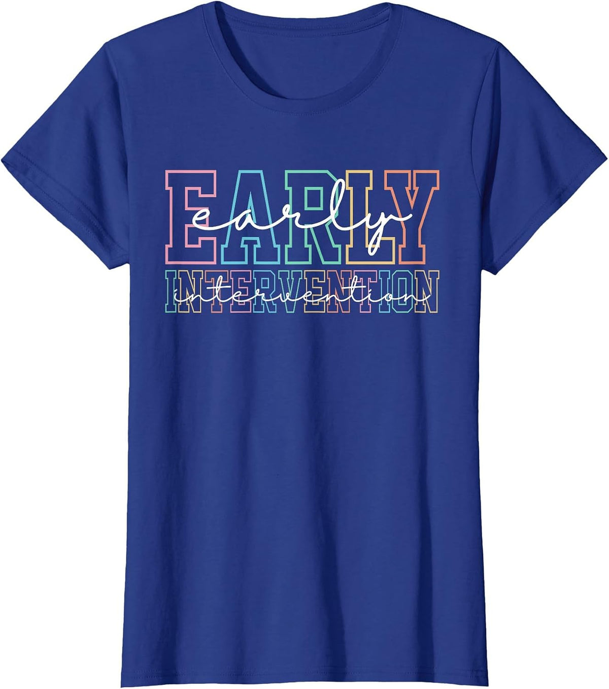 Retro Early Intervention Teacher Intervention Specialist T-Shirt - Royal Blue