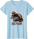 Women's Sock Missing, Ferret Present Funny Ferret Lover Gift T-Shirt - Baby Blue