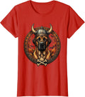 Women's Great Dane Viking Helmet Halloween Dog Design T-Shirt - Red