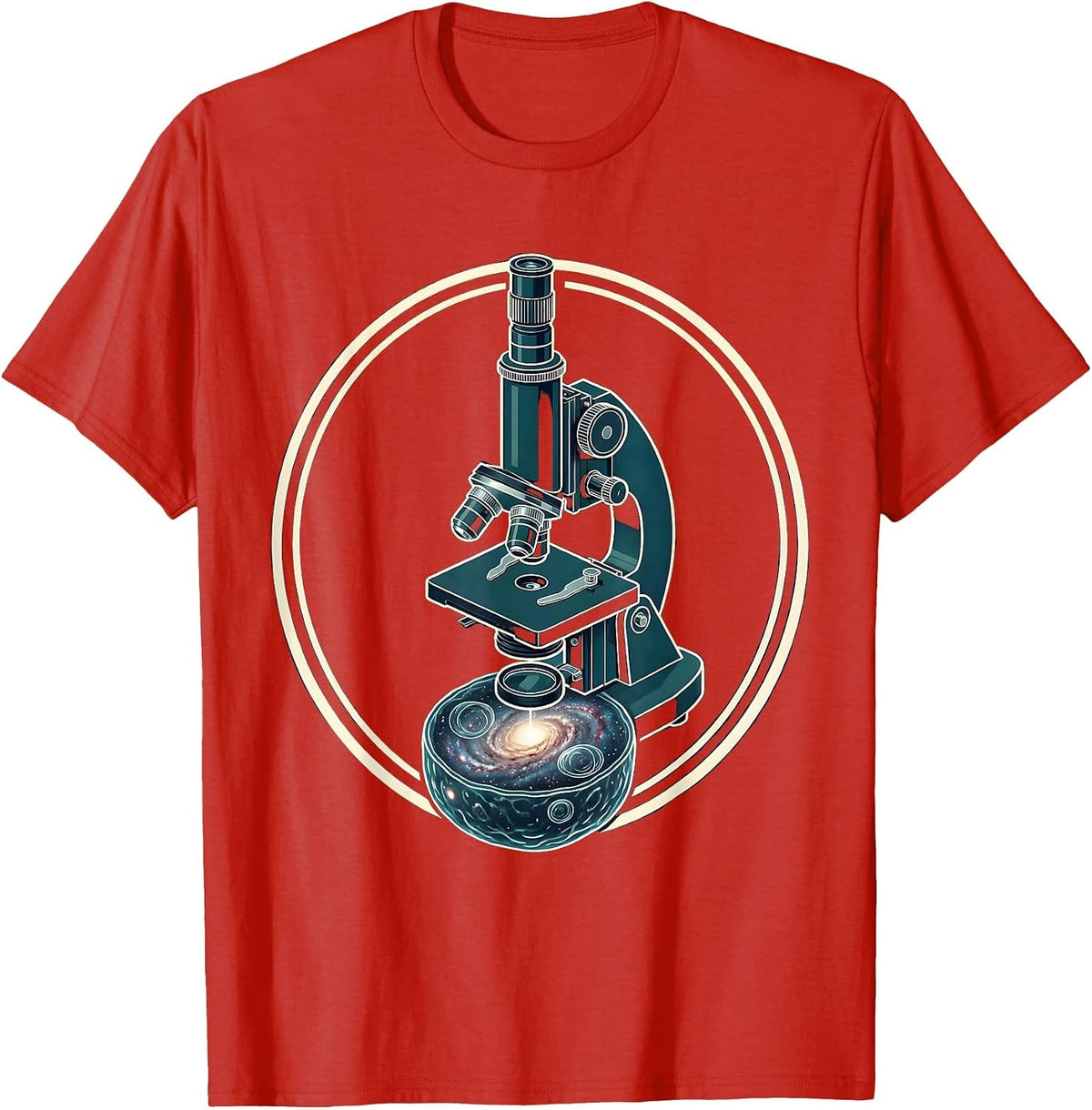 Men's Microscope Universe Science Graphic Tee T-Shirt - Red
