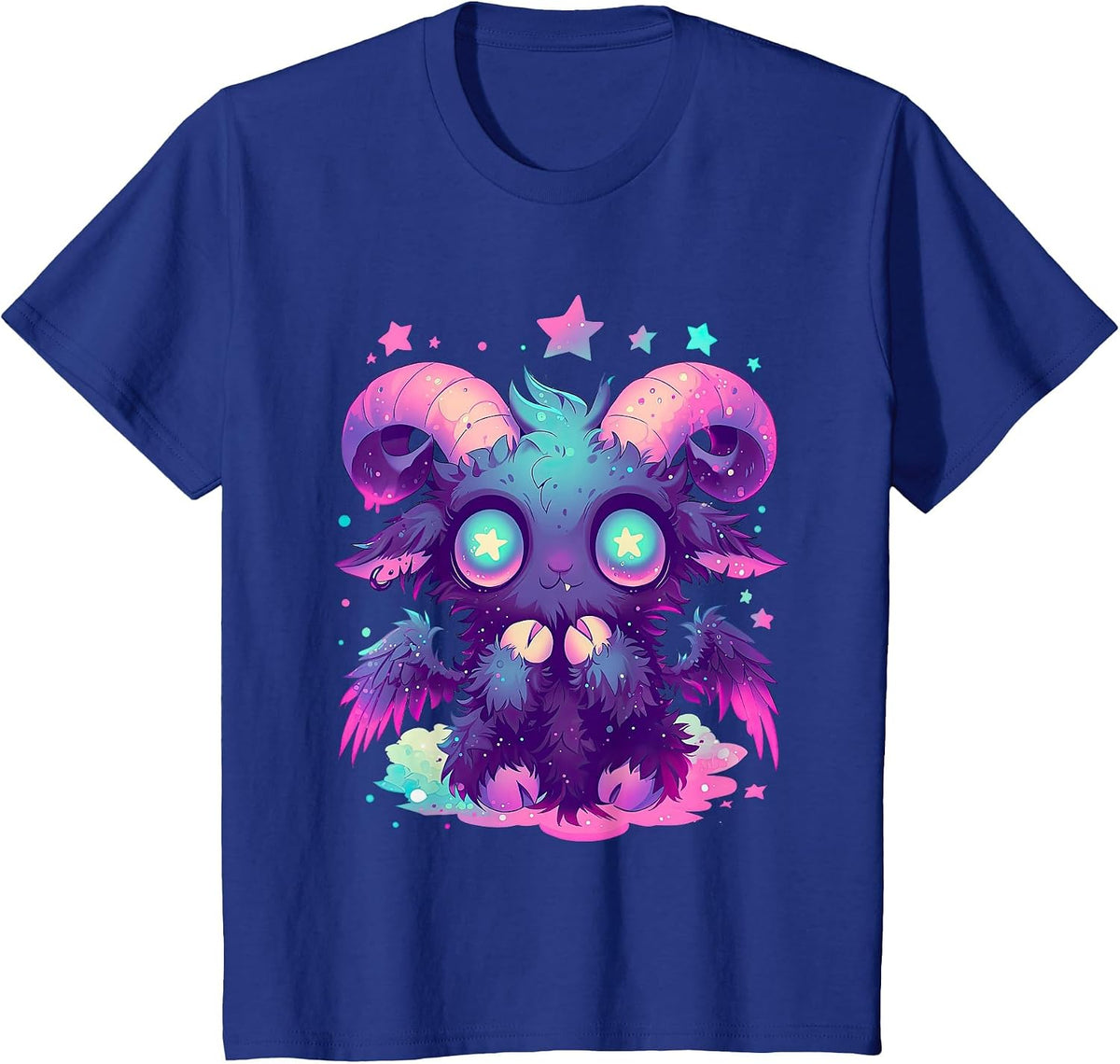 Kawaii Pastel Goth Creepy Cute Witchy Goat Baphomet T-Shirt - Royal Blue