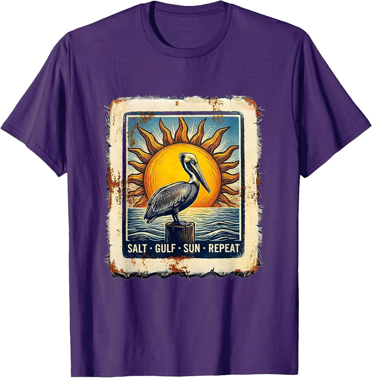 Salt Gulf Sun Repeat Gulf of Mexico Design T-Shirt - Purple