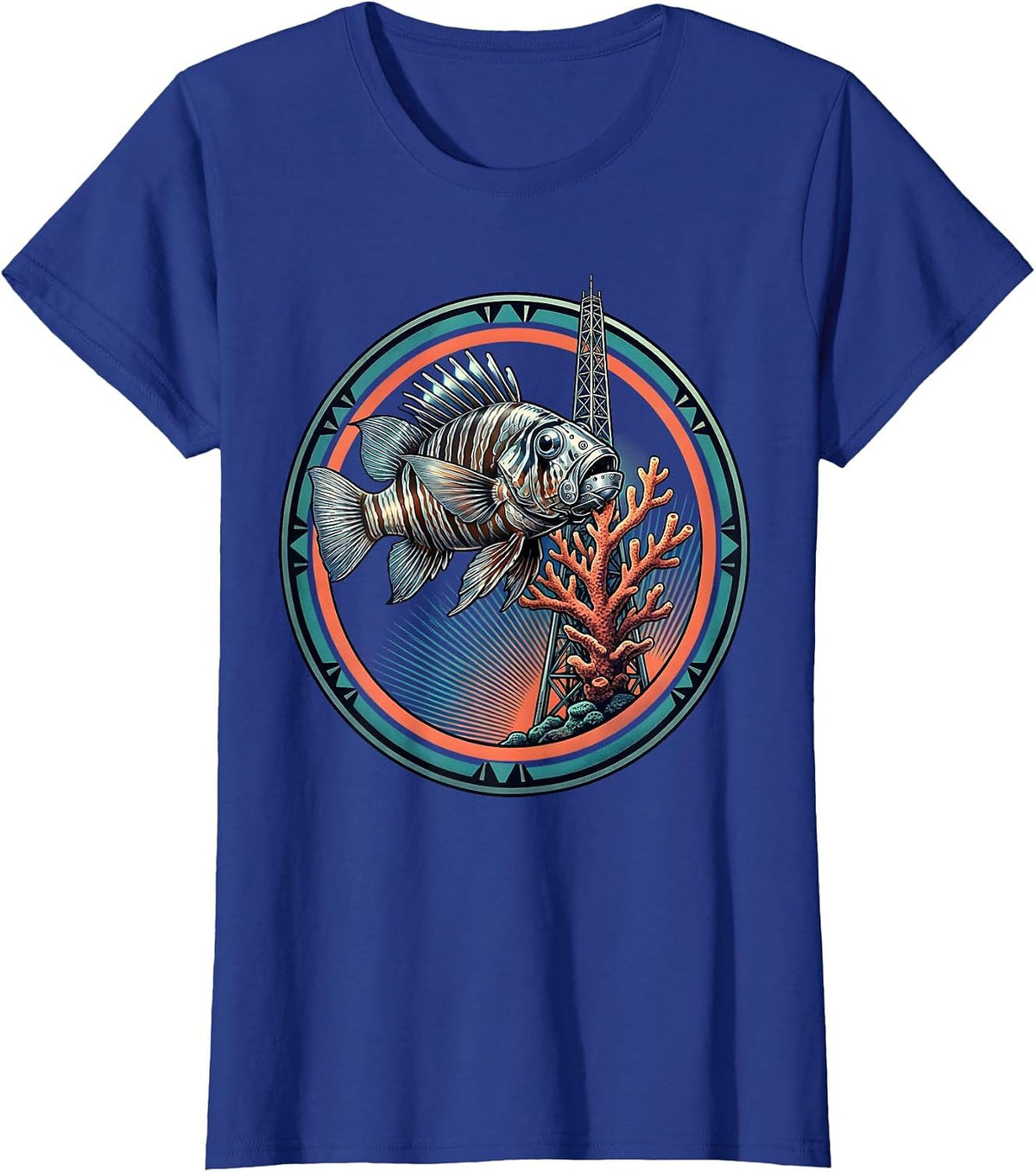 Women's Dominican Republic Parrot Fish Coral Reef Graphic T-Shirt - Royal Blue
