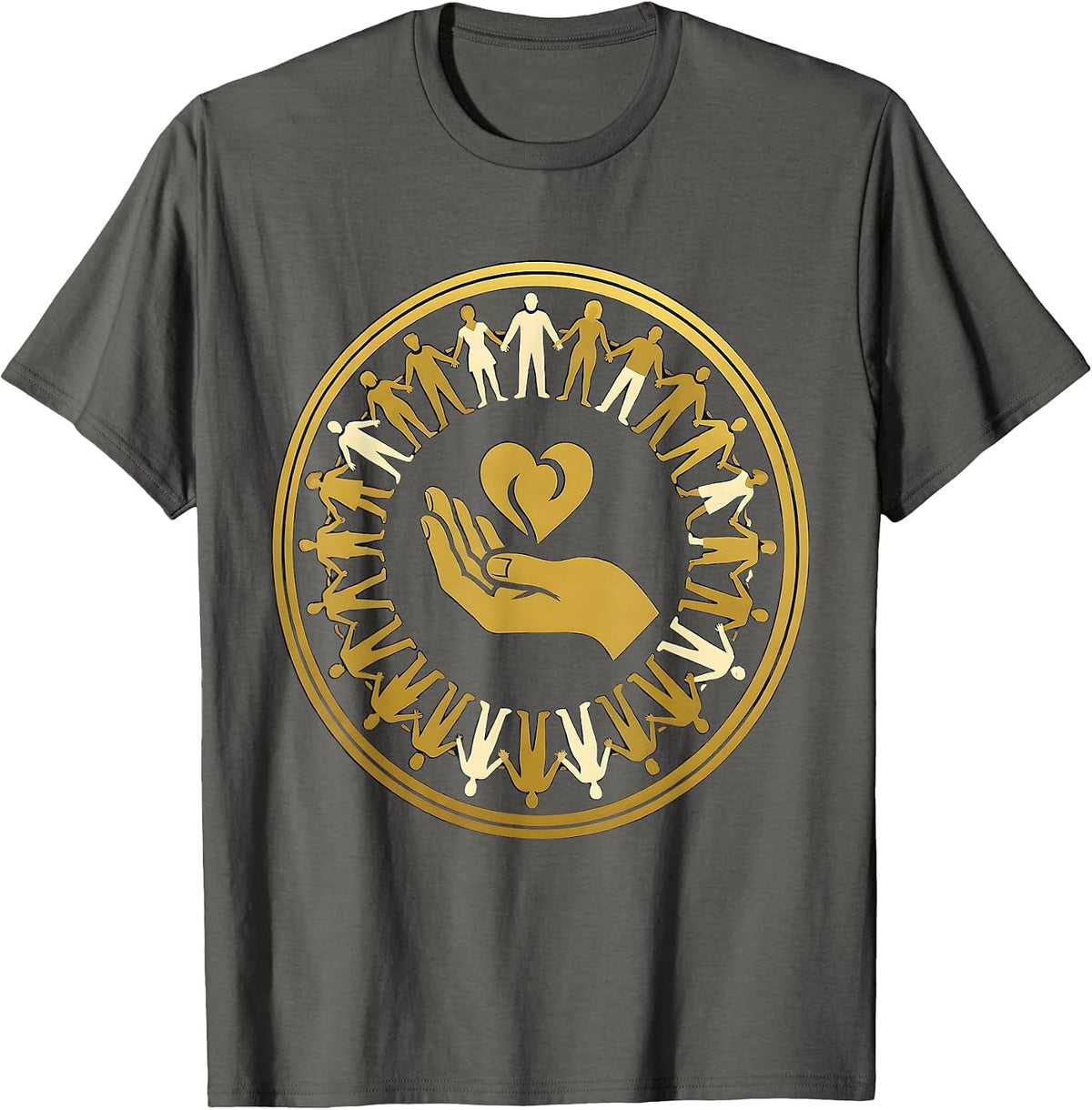 Social Worker Diverse Community Circle Illustration T-Shirt - Asphalt Grey