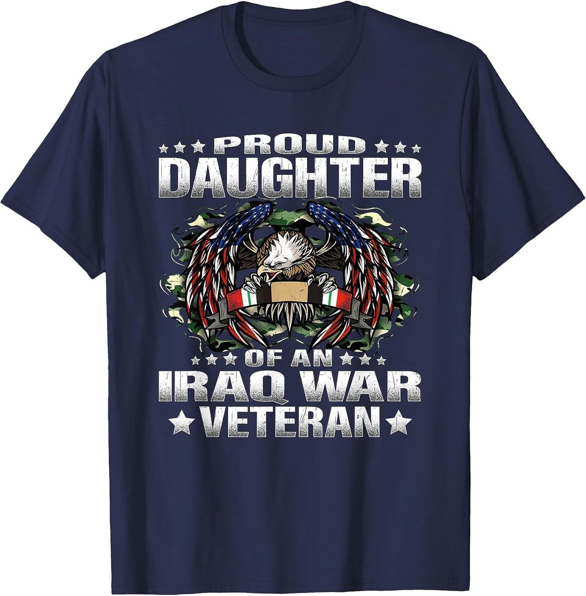 Proud Daughter of an Iraq War Veteran Military Vet's Child T-Shirt - Navy Blue