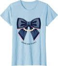 Women's Denim And Pearls Glam Vintage Ladies Gift T-Shirt - Baby Blue