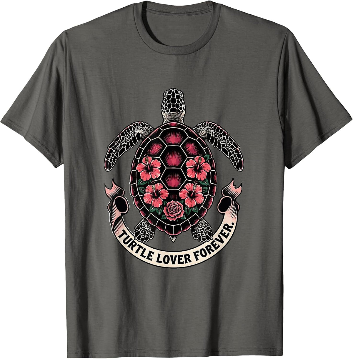 Turtle Lover Forever Women's Graphic Design T-Shirt - Asphalt Grey