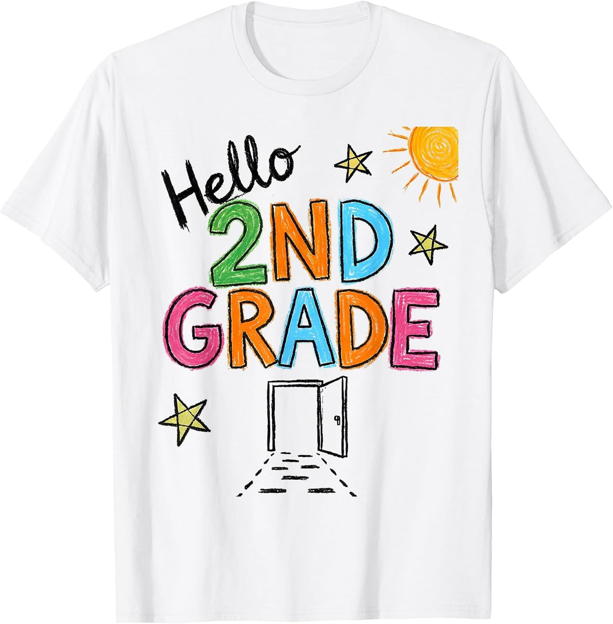 Men's Hello 2nd Grade Naive Kidcore Back to School Teacher Student T-Shirt - White