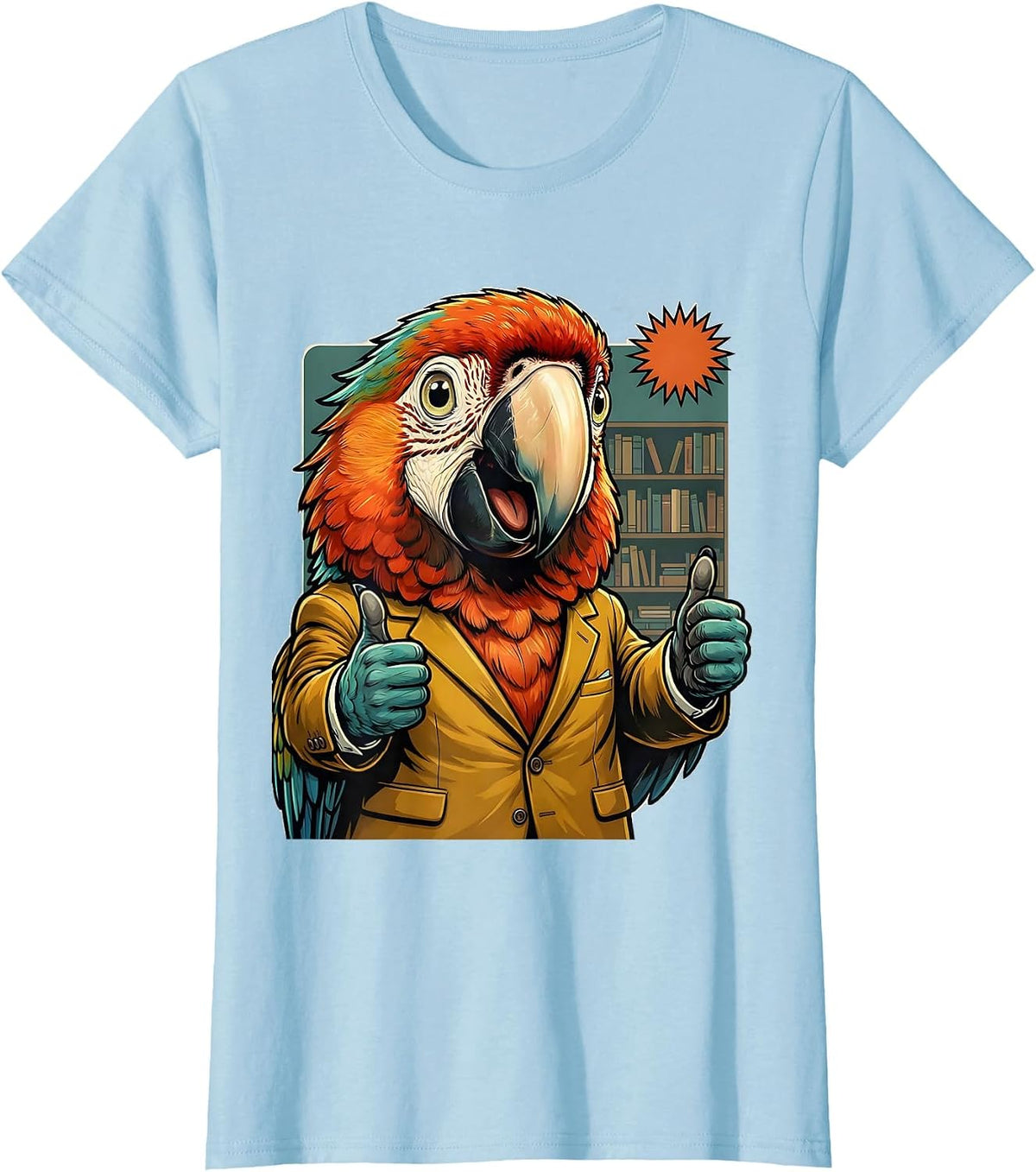 Women's Funny Parrot Zoom Meeting Background Graphic T-Shirt - Baby Blue